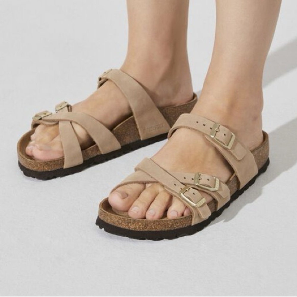 NEW | Franca Soft Footbed Nubuck Leather Sandals | Sandcastle - Picture 7 of 8